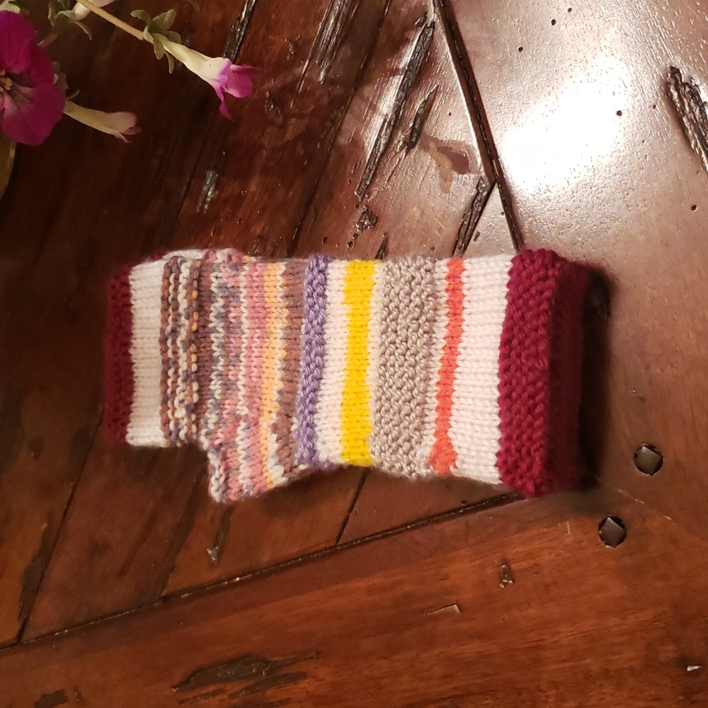 COPY - Hand made knit fingerless wrist warmer glo…